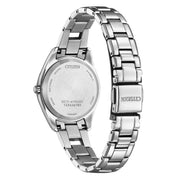 Citizen Lady Super Titanio EW2601-81Acassa e bracciale Super Titanio e quadrante bianco con datario e 4 diamanti applicati - fondello
