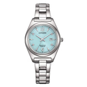 Citizen Lady Super Titanio EW2601-81M - bracciale e cassa titanio - quadrante turchese con diamanti - datario
