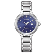 Citizen Lady Super Titanio EW2681-81L - bracciale e cassa in titanio - quadrante blu con un diamante e datario