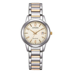 Load image into Gallery viewer, Citizen Lady FE1244-72A - bracciale acciaio/oro rosa - quadrante beige con datario - cassa acciaio
