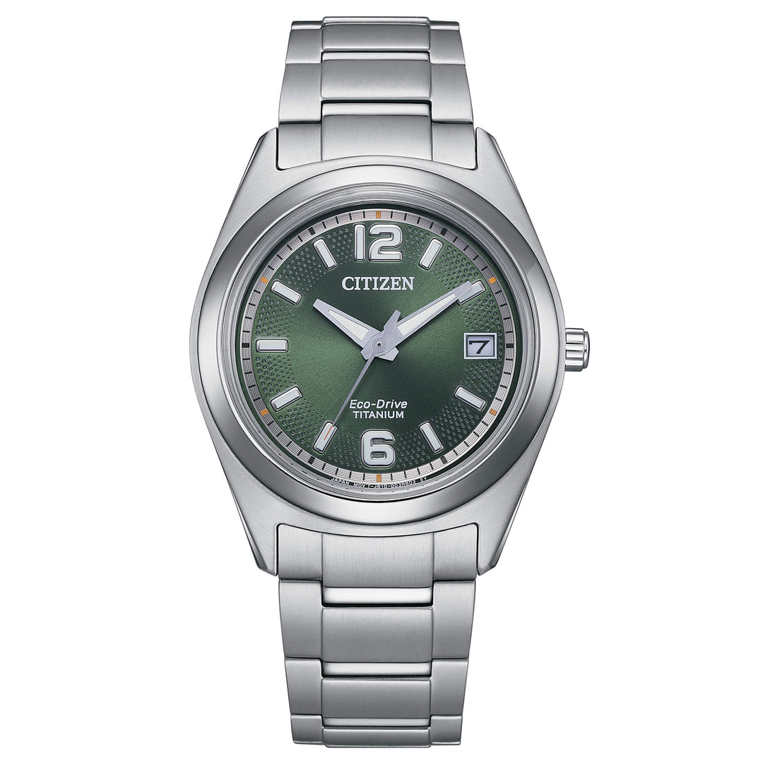 Citizen Lady Super Titanio 6150 AW1641-81L - bracciale e cassa titanio - quadrante verde con datario
