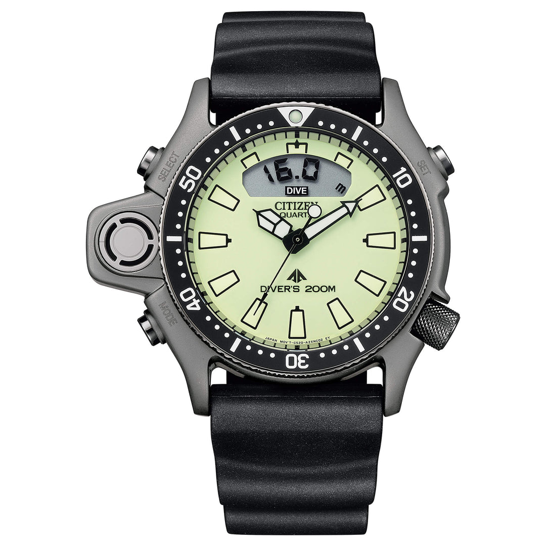Citizen Aqualand I JP2007-17W - cinturino gomma nero - cassa acciaio - quadrante verde chiaro multifunzione