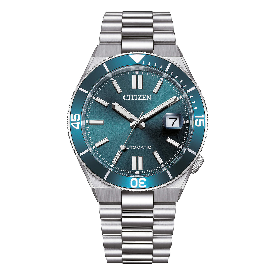 Citizen Tsuyosa Shore NJ0231-56L - bracciale e cassa acciaio - quadrante azzurro con datario