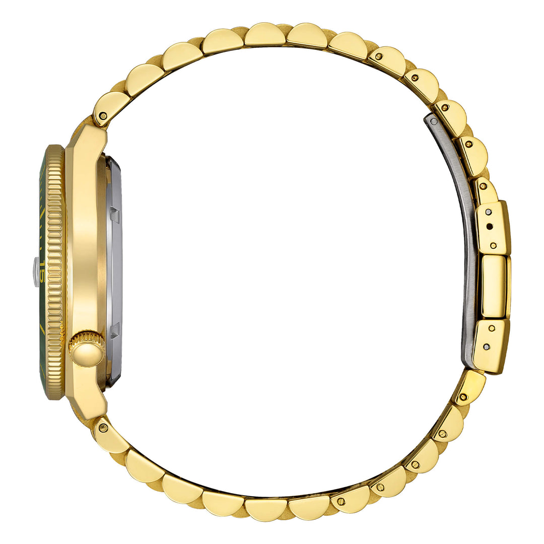 Citizen Tsuyosa Shore NJ0232-53X - bracciale e cassa acciaio placcato oro - quadrante e ghiera verdi oliva - datario