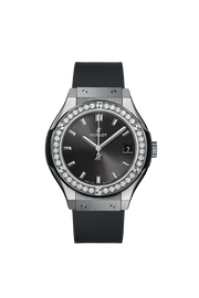 Hublot Classic Fusion Racing Grey Titanium Diamonds 581.NX.7071.RX.1104 - cassa titanio - cinturino caucciù grigio scuro - quadrante grigio scuro con datario