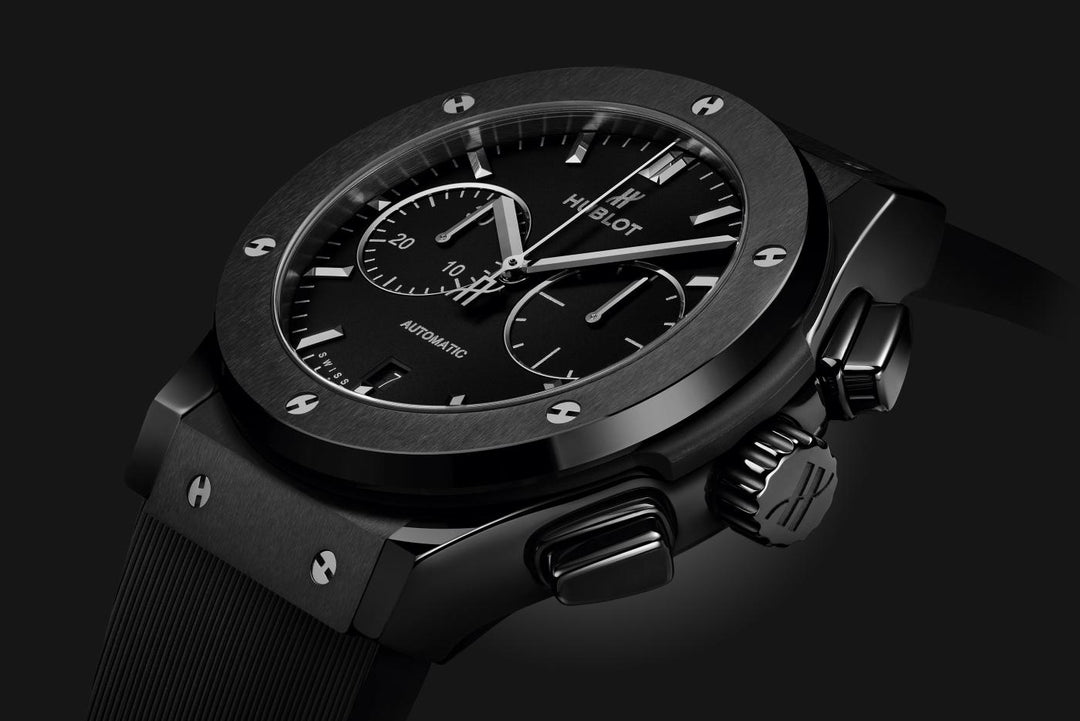 Hublot Classic Fusion Chronograph Black Magic 521.CM.1171.RX - cinturino gomma nera - cassa e lunetta in ceramica nera - quadrante nero con cronografo