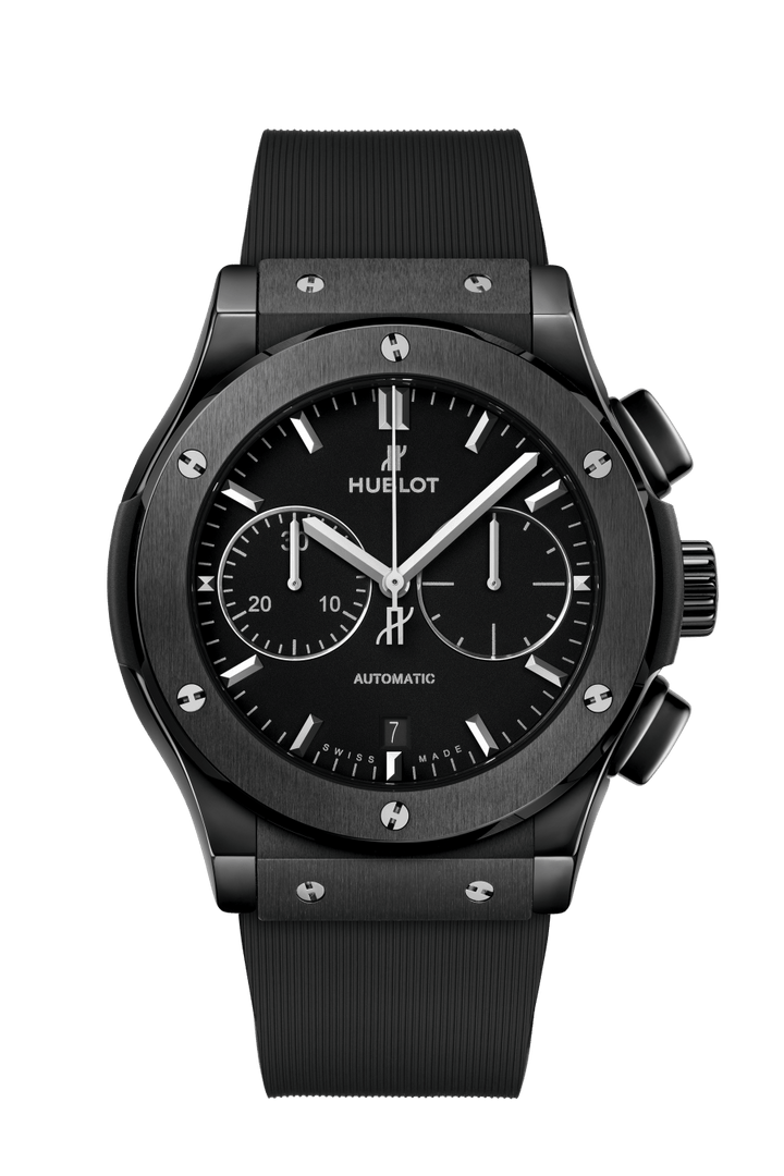 Hublot Classic Fusion Chronograph Black Magic 521.CM.1171.RX - cinturino gomma nera - cassa e lunetta in ceramica nera - quadrante nero con cronografo