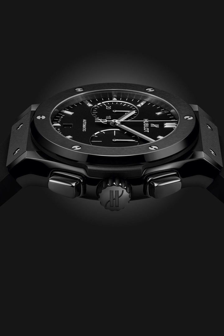 Hublot Classic Fusion Chronograph Black Magic 521.CM.1171.RX - cinturino gomma nera - cassa e lunetta in ceramica nera - quadrante nero con cronografo