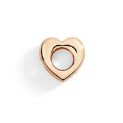 Componente copri brisè a forma di cuore in oro rosa 9K, con superficie lucida e design raffinato.
