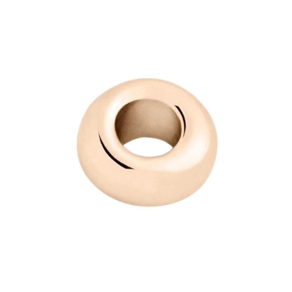 Componente rondelle bold in argento 925 con galvanica oro rosa 18KT, dettaglio della finitura lucida.