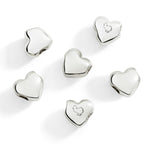 Load image into Gallery viewer, Set di sei componenti a forma di cuore in argento 925, dettagli lucidi e raffinati.
