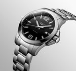 Load image into Gallery viewer, Longines Conquest  L3.759.4.58.6 - cassa e bracciale acciaio - quadrante nero con datario