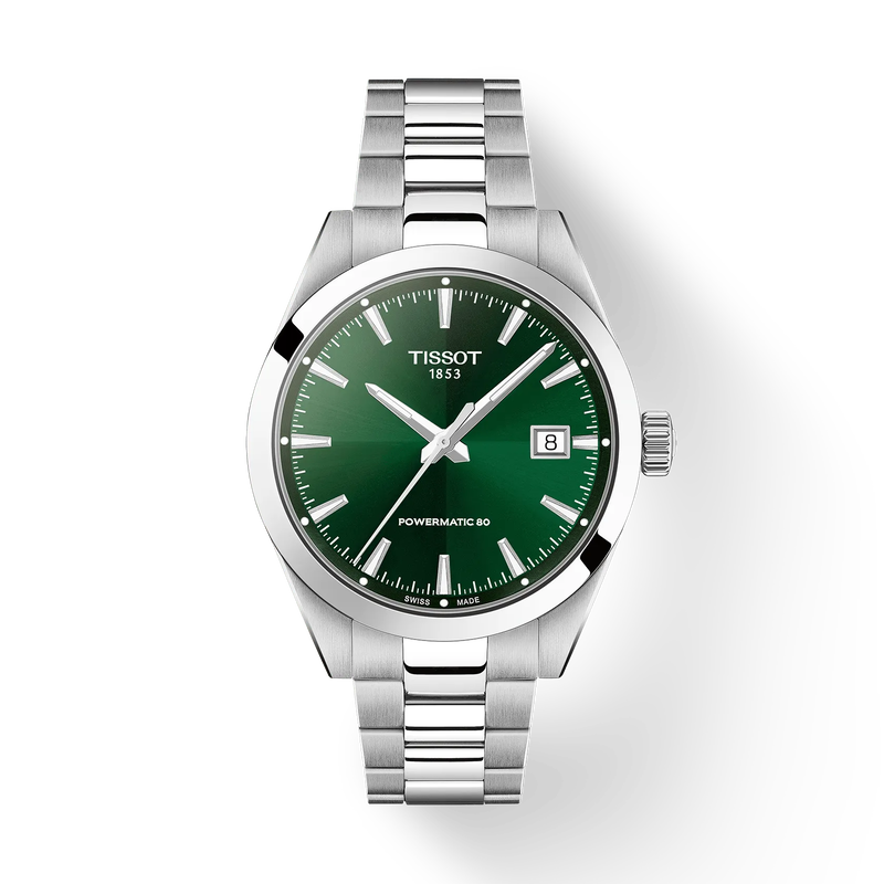 Tissot Gentleman 38mm T165.807.11.091.00 - bracciale e cassa acciaio - quadrante verde con datario
