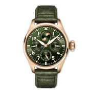 IWC Big Pilot’s Watch Perpetual Calendar Proset IW329602 - cassa oro rosa 18kt - cinturino verde oliva - quadrante verde oliva con calendario perpetuo