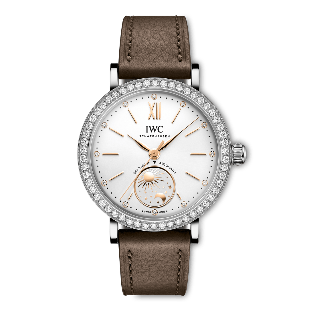 IWC Portofino Automatic Day & Night 34 IW659803 - cassa acciaio - cinturino pelle marrone - quadrante argento con indicazione giorno e notte