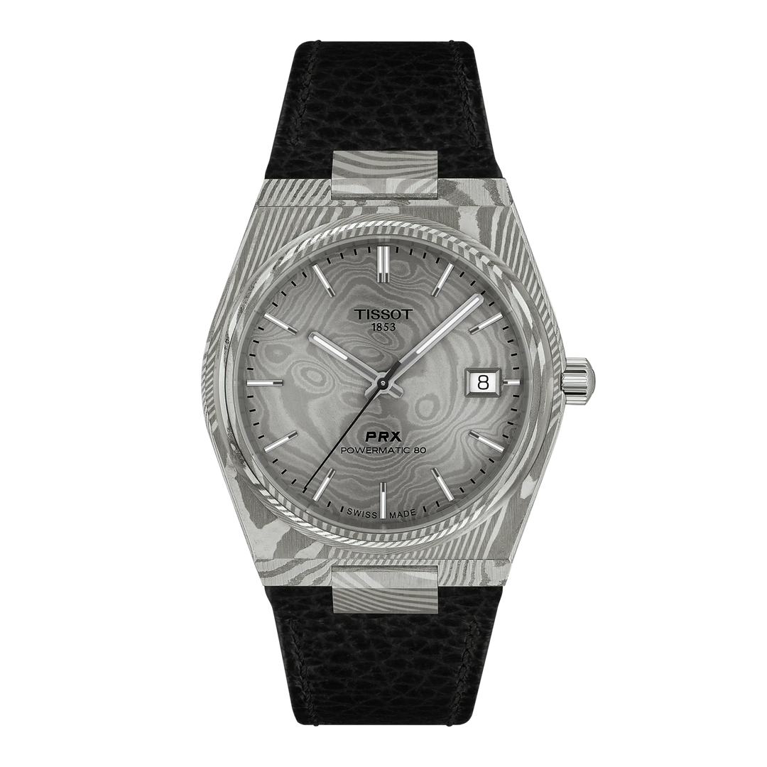 Tissot PRX 38mm Acciaio di Damasco T137.807.96.081.00 - cinturino nero - cassa e quadrante grigio