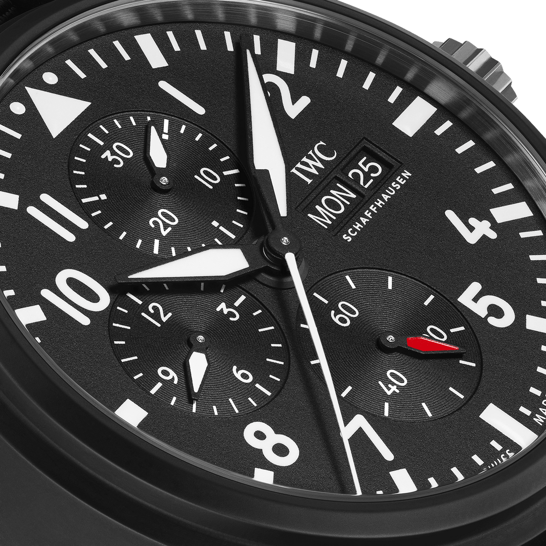 IWC Pilot’s Watch Chronograph TOP GUN IW389101 - cassa ceramica nera - cinturino tessuto nero - quadrante nero con cronografo e datario