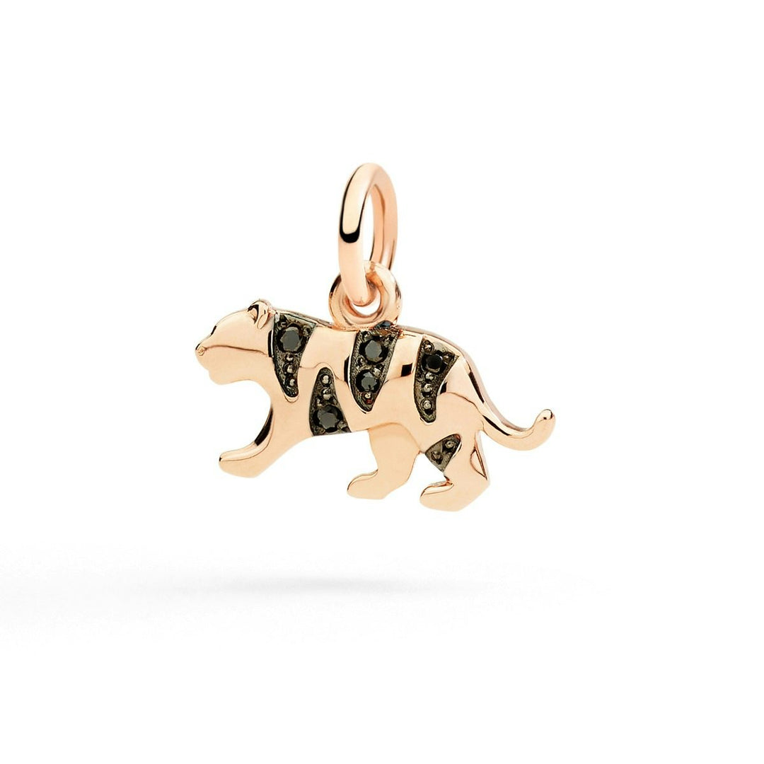 DoDo Ciondolo tigre oro rosa e diamanti black DMC6028-TIGER-DBK9R