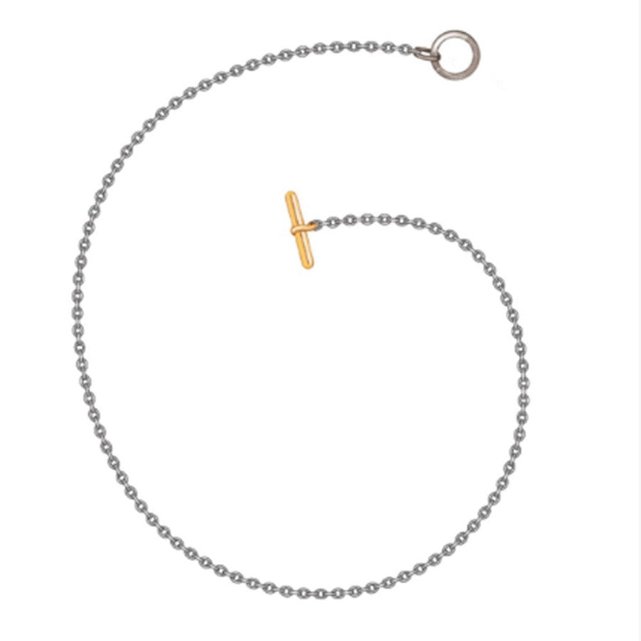 Componente collana in acciaio con T-Bar in oro 9K