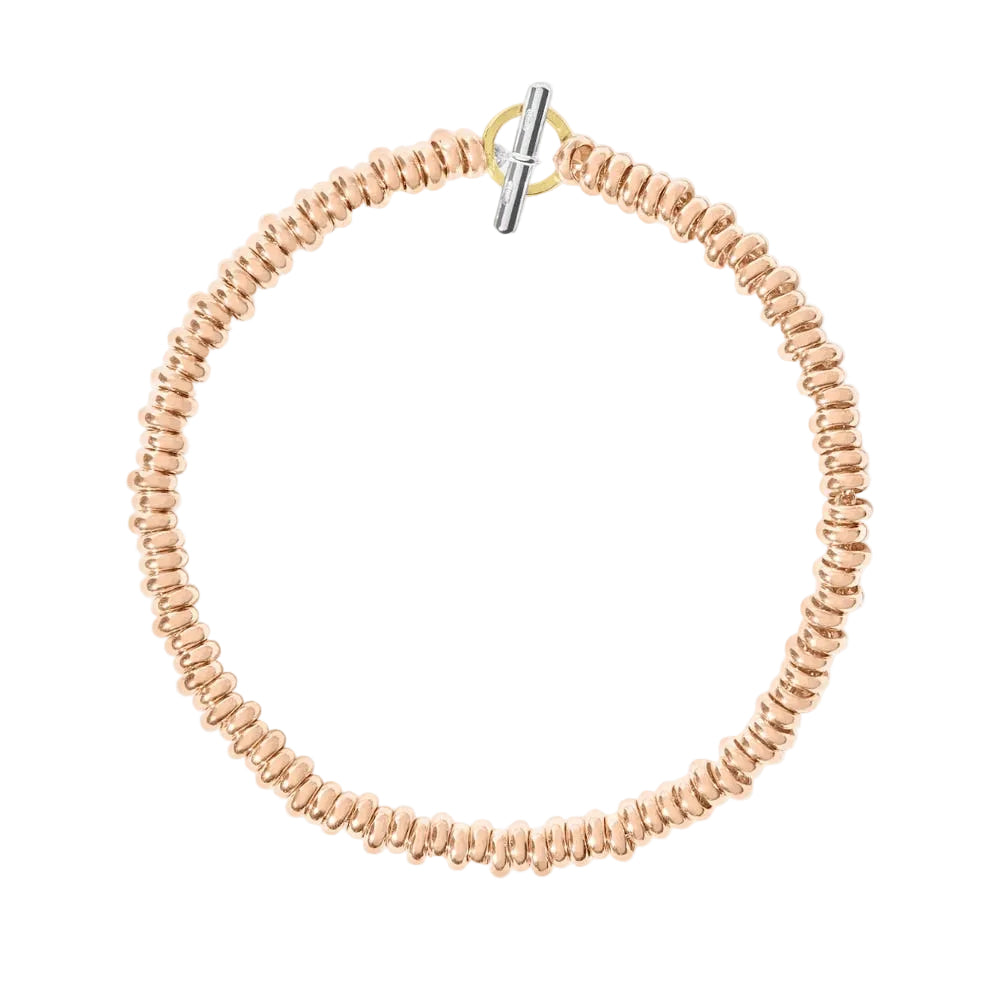 DoDo Bracciale rondelle in oro rosa rosa, argento e oro giallo DBB9103-RONDE-R9R9A