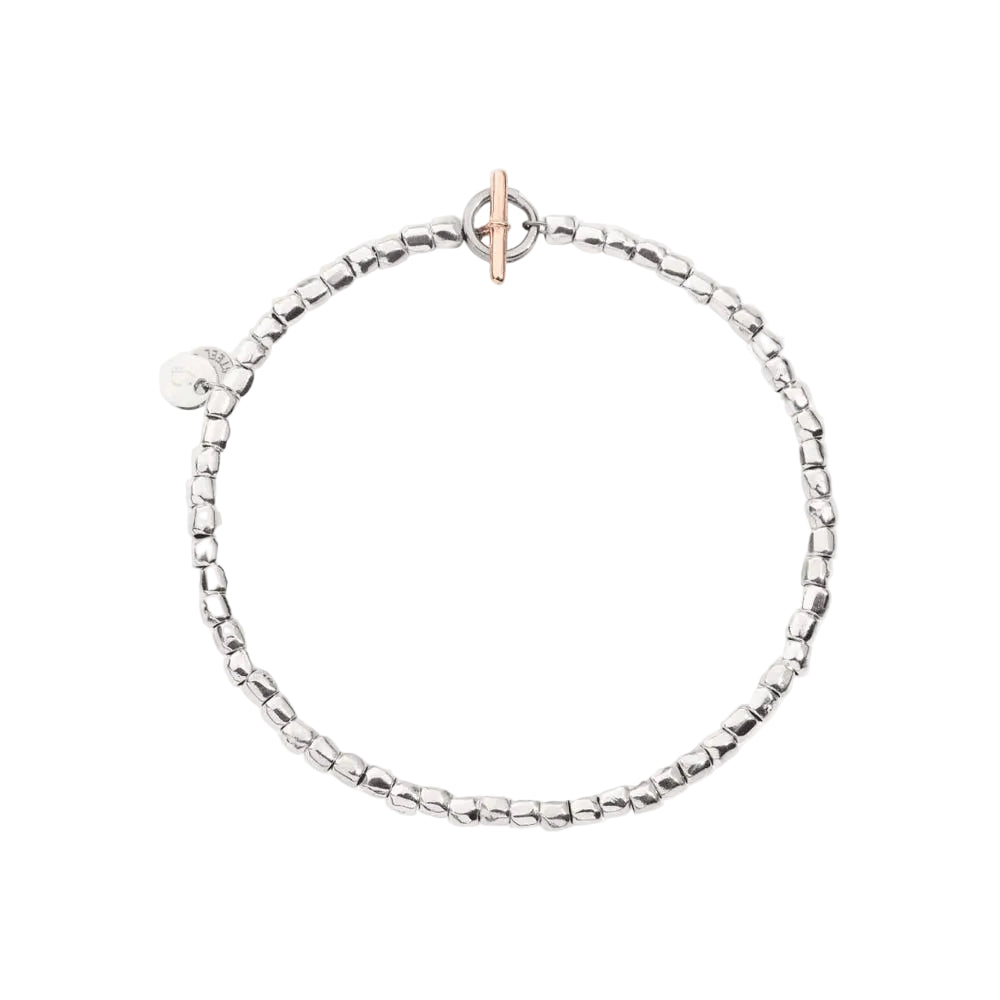 DoDo Bracciale mini granelli in argento e t-bar in oro rosa DBC0002-GRANX-GAGMX