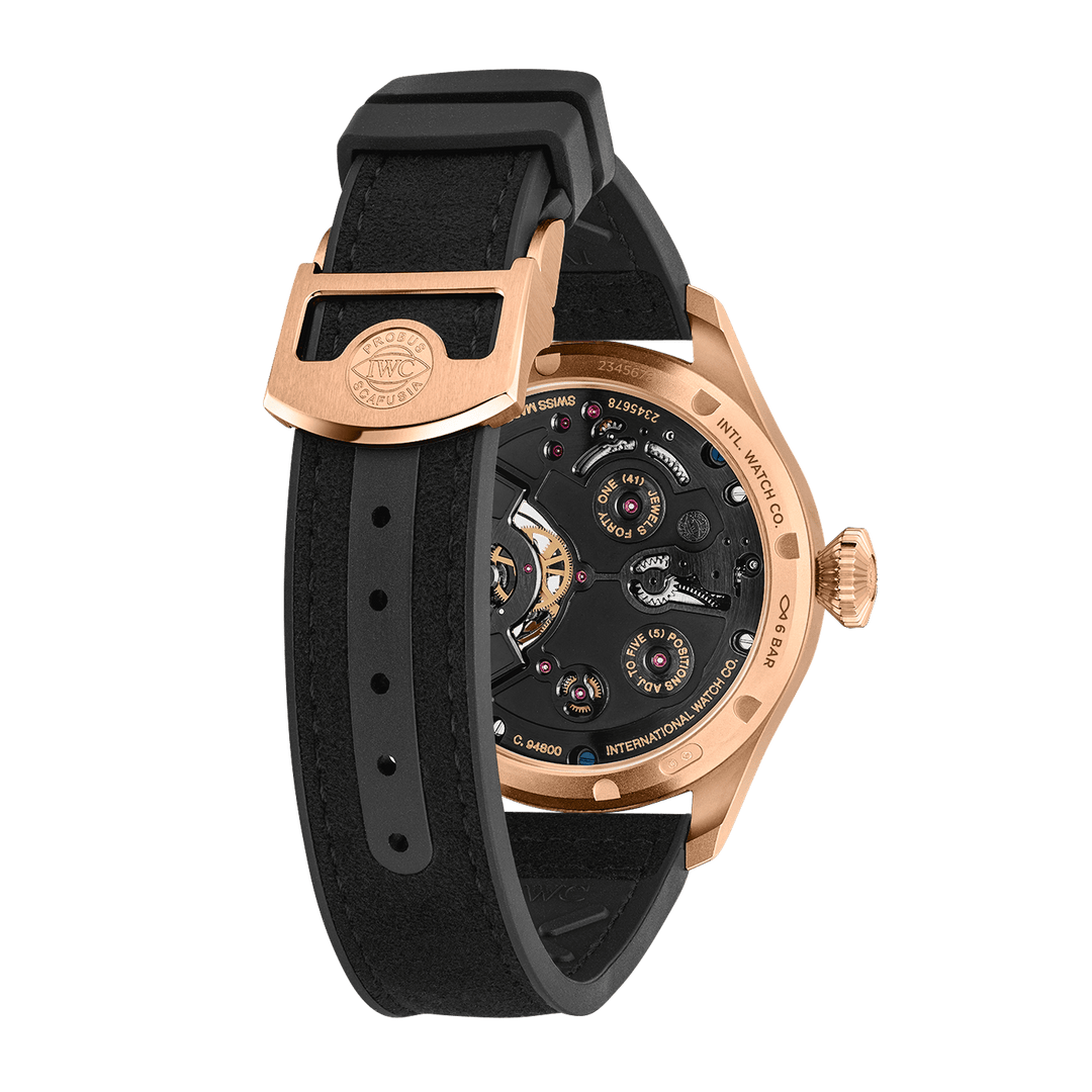 IWC Big Pilot’s Watch Constant Force Tourbillon IW590503 - cassa armor Gold 18kt - cinturino gomma nero - quadrante nero con tourbillon, fasi lunari e indicazione riserva di carica