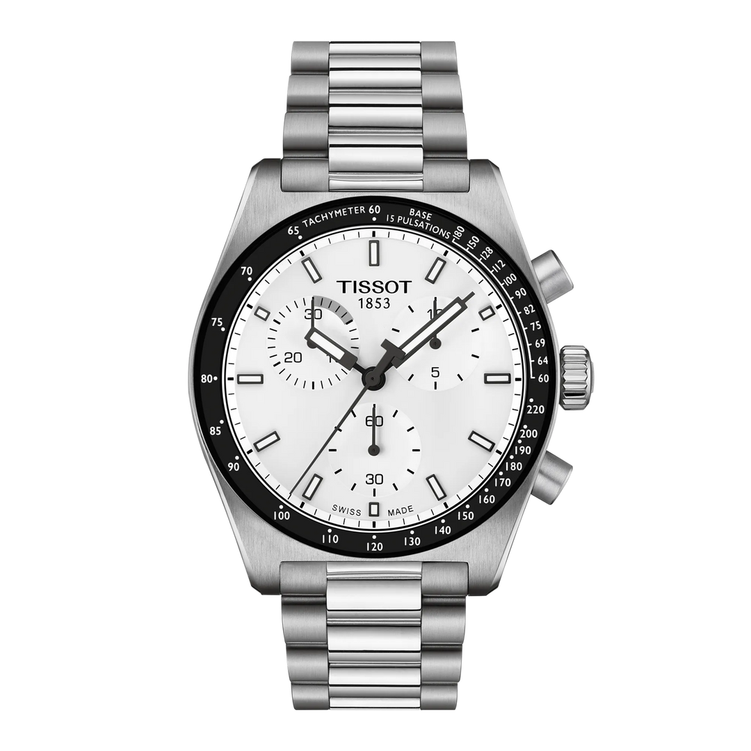 Tissot PR516 40mm T149.417.11.011.00 - bracciale e cassa acciaio - quadrante bianco con cronografo