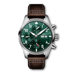 Load image into Gallery viewer, IWC Pilot’s Watch Chronograph 41 IW356517 - cassa acciaio - cinturino in pelle marrone - quadrante verde con datario e cronografo