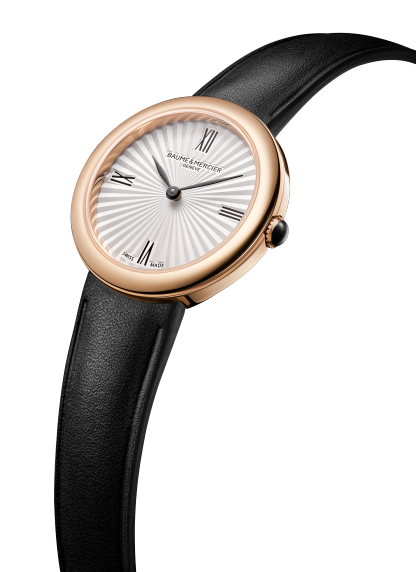 Baume & Mercier Joia de Baume & Mercier 10849 - cassa acciaio dorato - cinturino pelle nero - quadrante bianco