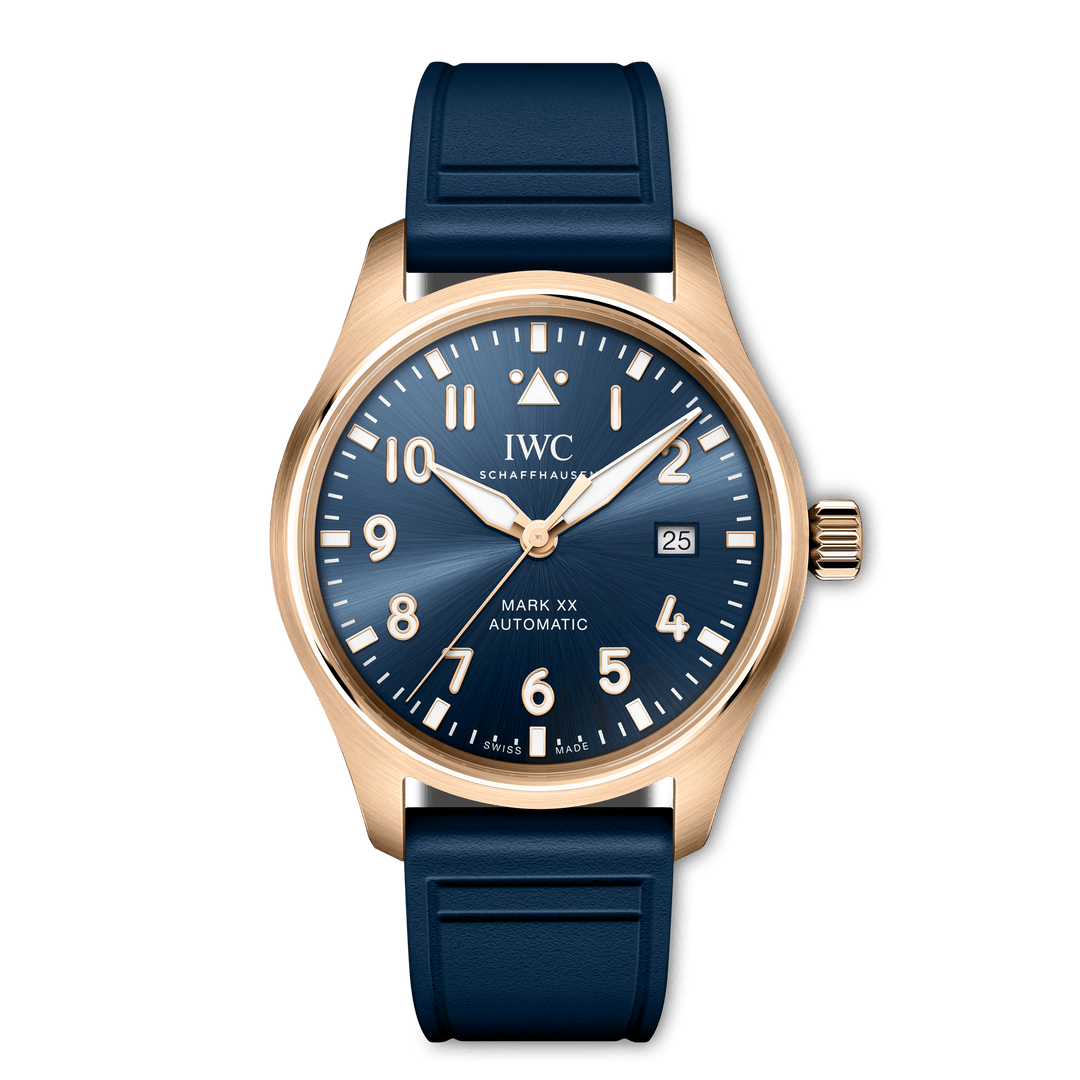 IWC Pilot’s Watch Mark XX Le Petit Prince IW328301 - cassa oro rosa 18kt - cinturino gomma blu - quadrante blu con datario