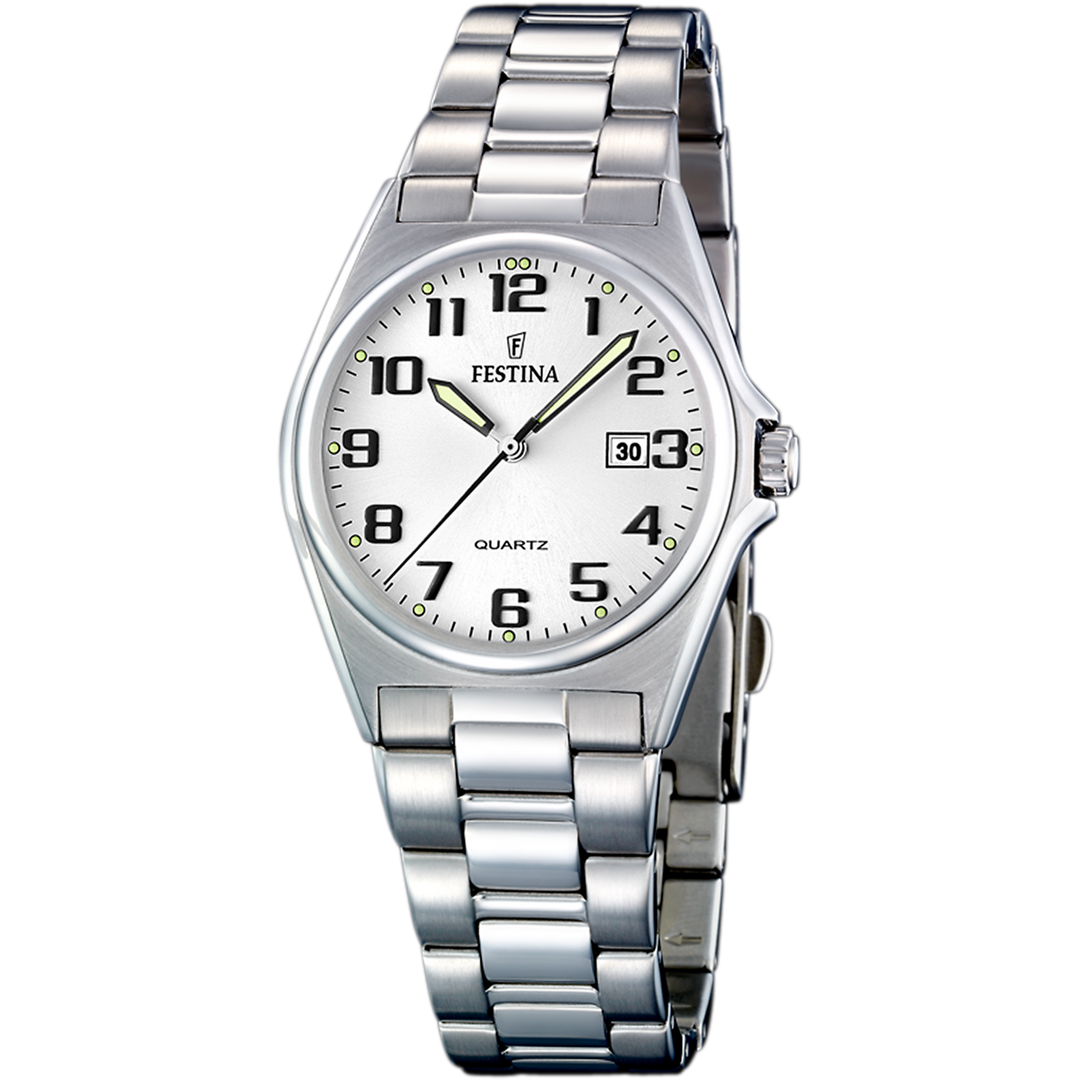Festina Classic F16375/9 - bracciale e cassa acciaio - quadrante argento con datario