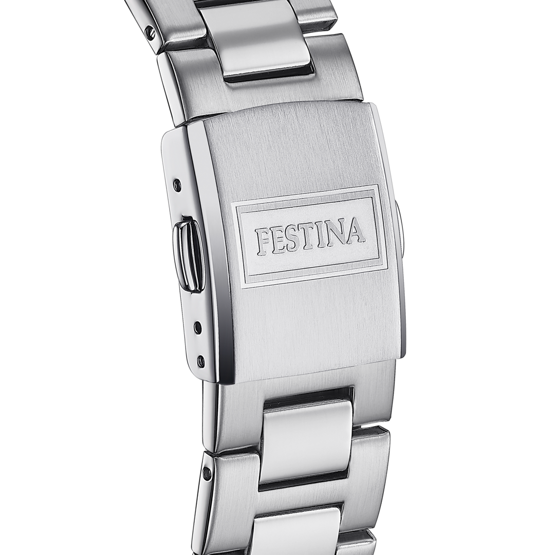 Festina Classic F16376/4 - bracciale e cassa acciaio - quadrante nero con datario