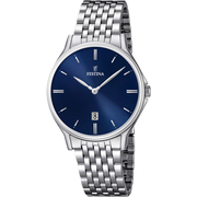 Festina Classic F16744/3 - bracciale e cassa acciaio - quadrante blu con datario