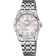 Festina Mademoiselle F16940/B - bracciale e cassa acciaio - quadrante argento con indici oro rosa e brillanti