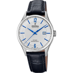 Load image into Gallery viewer, Festina Classics F20007/2 - cinturino nero - cassa acciaio - quadrante argento con datario e indici blu