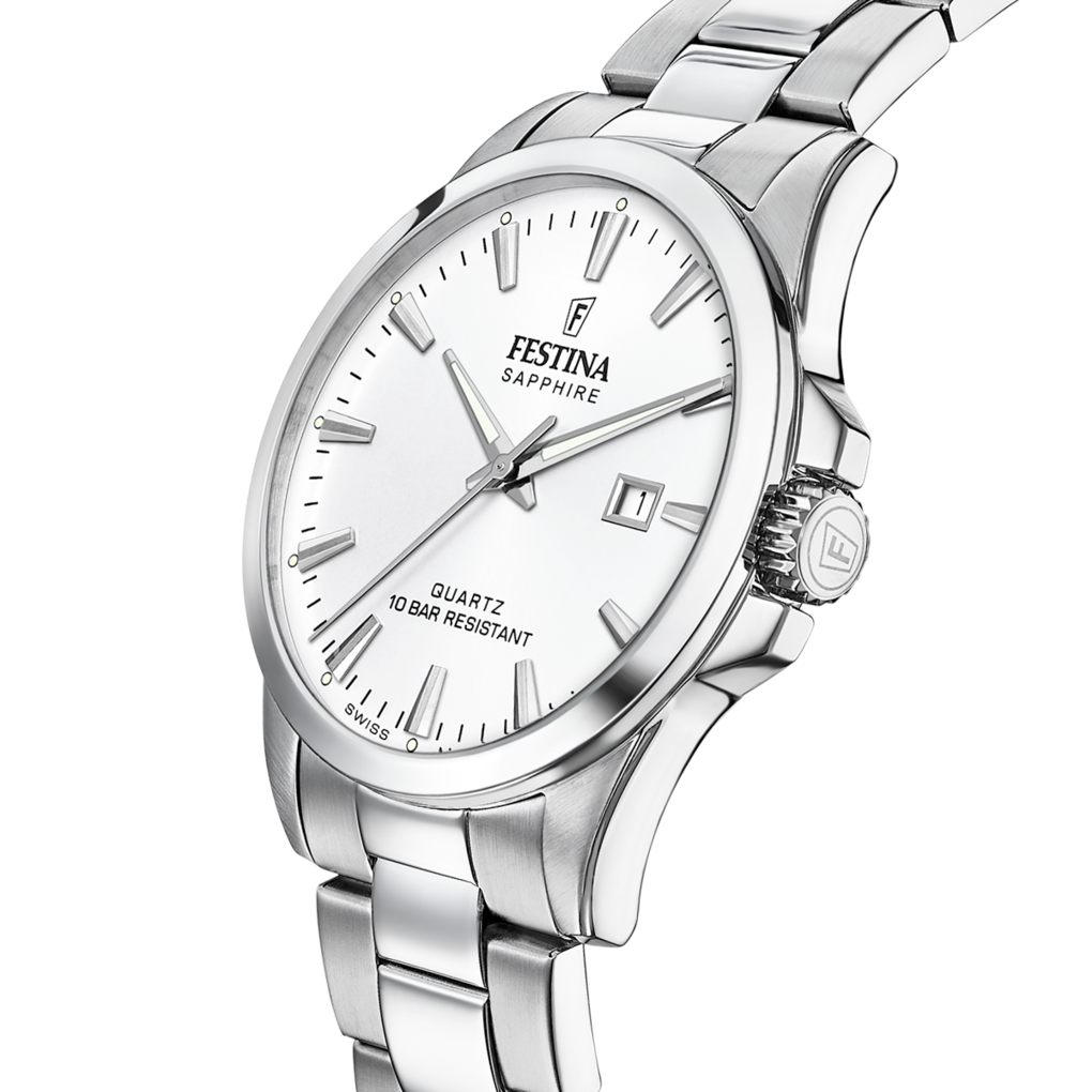 Festina Classic F20024/2 - bracciale e cassa acciaio - quadrante argento con datario