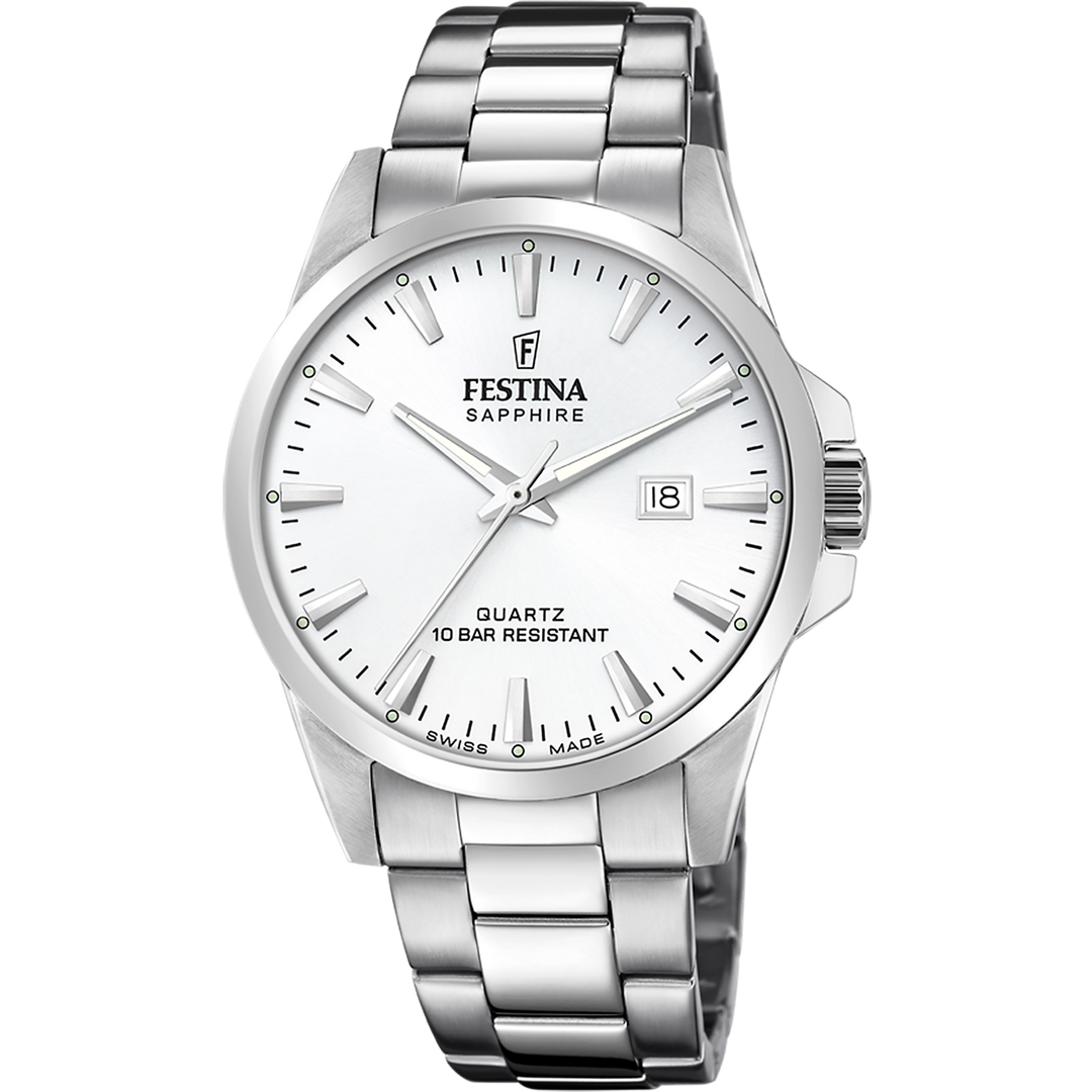 Festina Classic F20024/2 - bracciale e cassa acciaio - quadrante argento con datario
