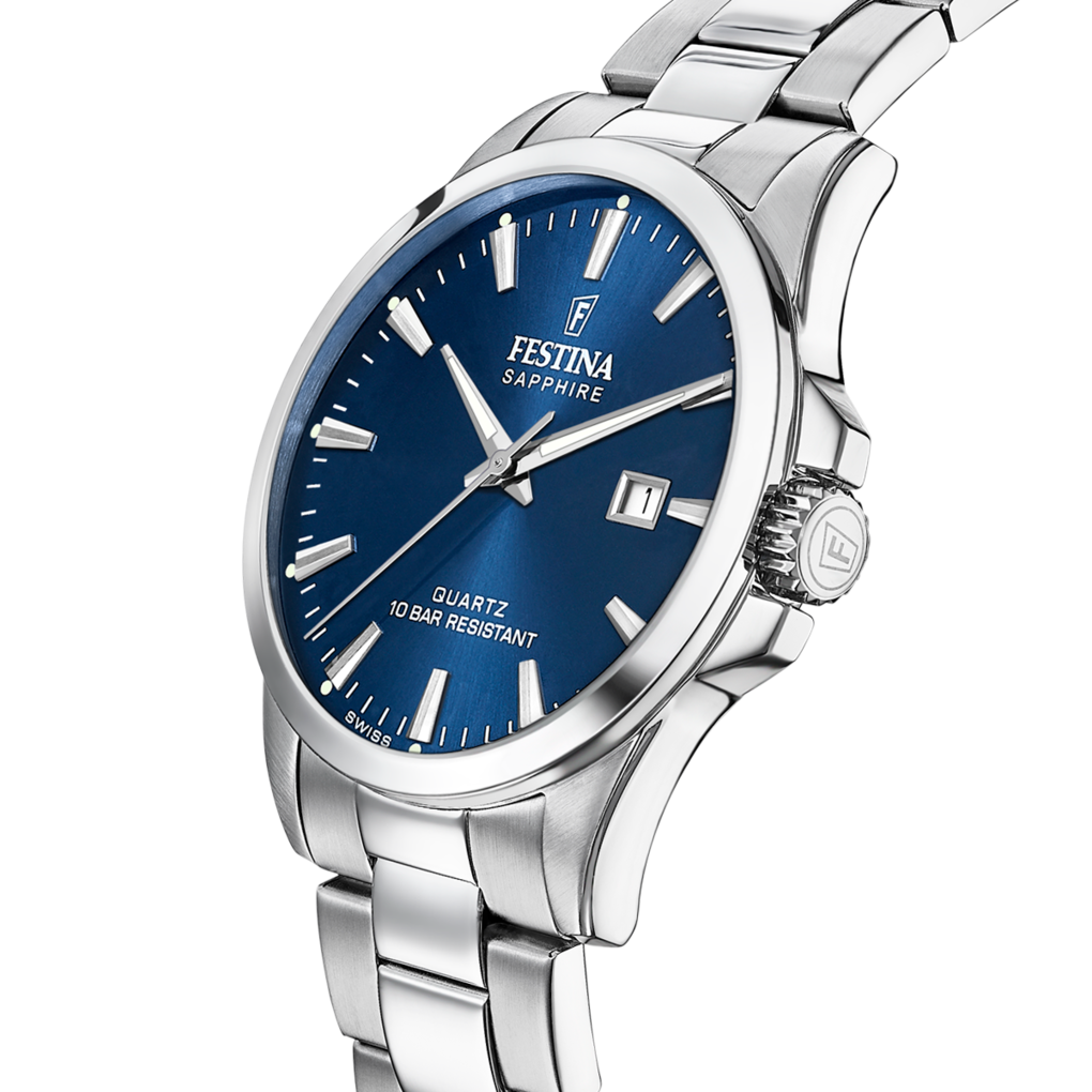Festina Classic F20024/3 - bracciale e cassa acciaio - quadrante blu con datario