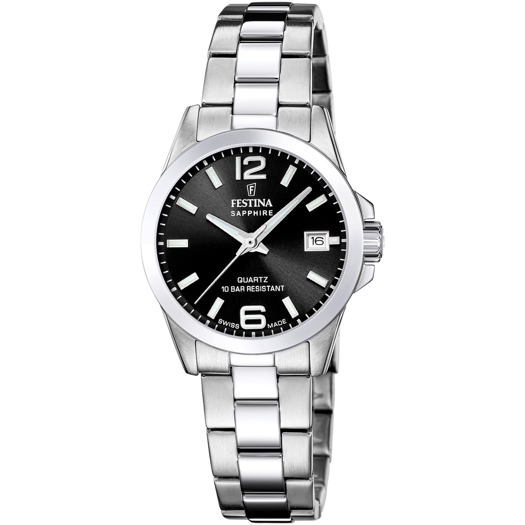 Festina Classics F20049/6 - bracciale e cassa acciaio - quadrante nero con datario