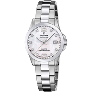 Festina Classic steel F20049/7 - bracciale e cassa acciaio - quadrante madreperla con datario e brillanti
