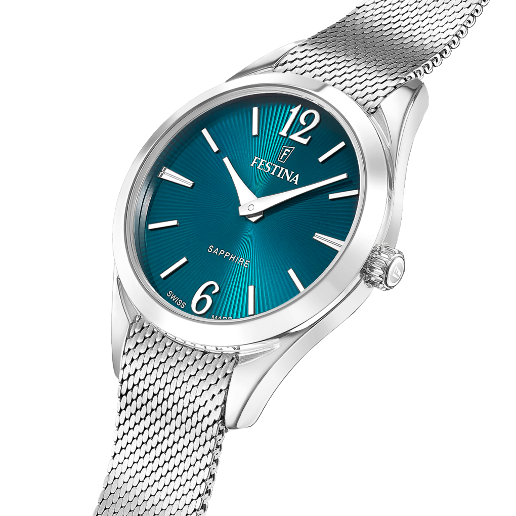 Festina Grace F20076/4 - bracciale e cassa acciaio - quadrante decorato a raggiera colore turchese