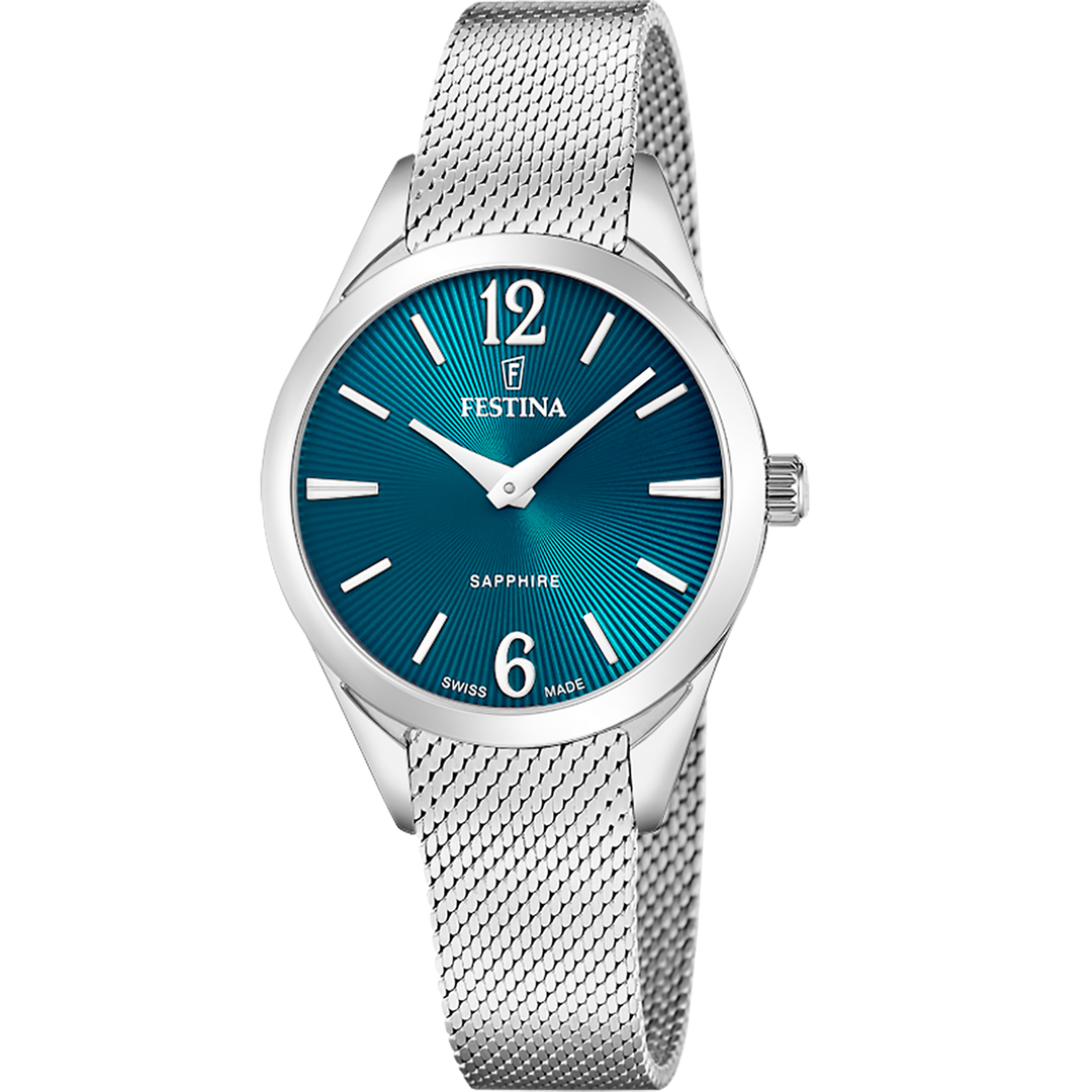 Festina Grace F20076/4 - bracciale e cassa acciaio - quadrante decorato a raggiera colore turchese
