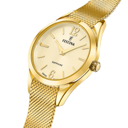 Festina Swiss Made Grace F20077/3 - bracciale e cassa acciaio placcato oro giallo - quadrante a raggiera colore oro