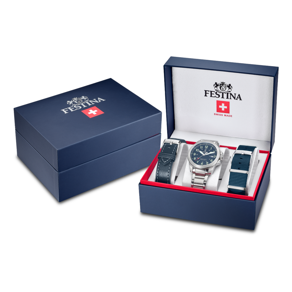 Festina Field F20081/2 - bracciale e cassa acciaio - quadrante blu con datario