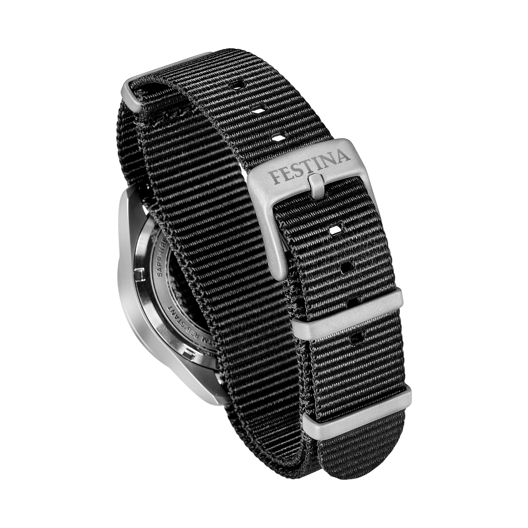 Festina Field F20082/3 - cinturino nylon nero - cassa acciaio - quadrante nero con datario