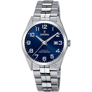 Festina Classic F20437/3 - bracciale e cassa acciaio - quadrante blu con datario