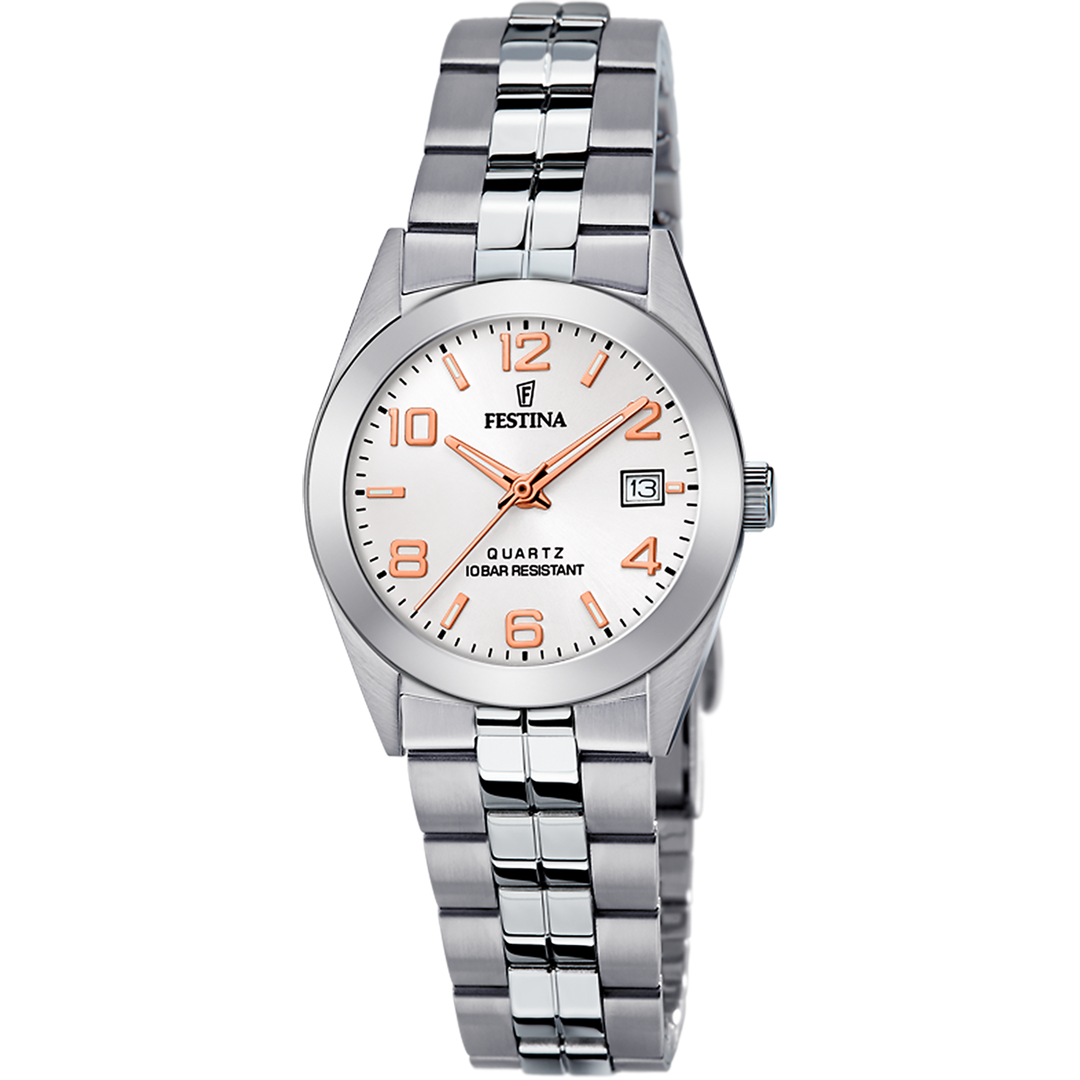 Festina Classic F20438/4 - bracciale e cassa acciaio - quadrante argento con datario