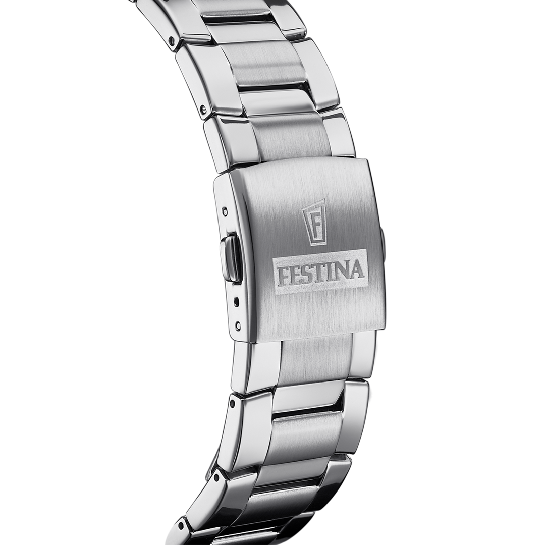 Festina Timeless Chronograph F20463/1 - bracciale e cassa acciaio - quadrante argento con cronografo e datario