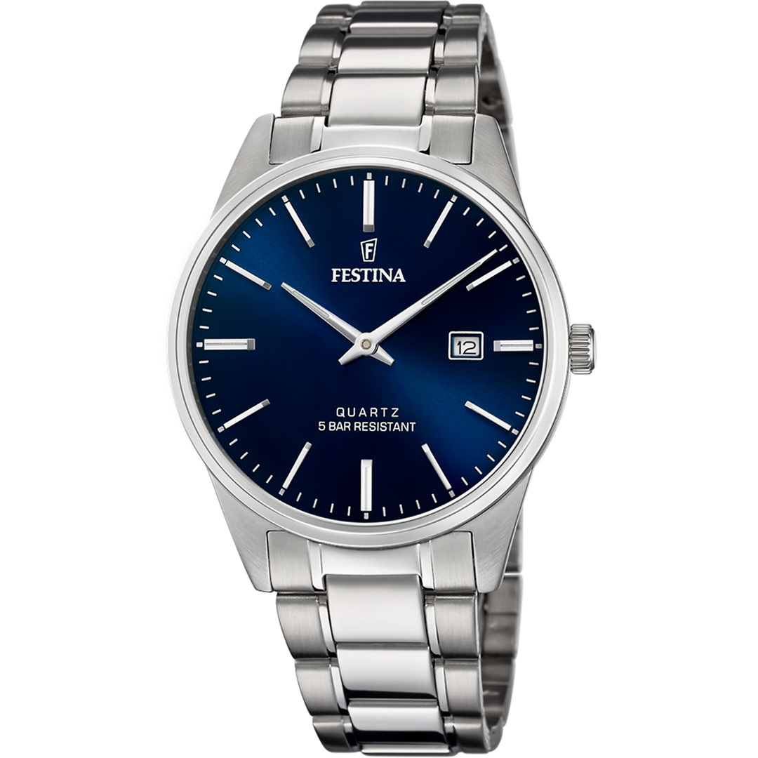 Festina Classic F20511/3 - bracciale e cassa acciaio - quadrante blu con datario