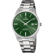 Festina Classic F20511/5 - bracciale e cassa acciaio - quadrante verde scuro con datario